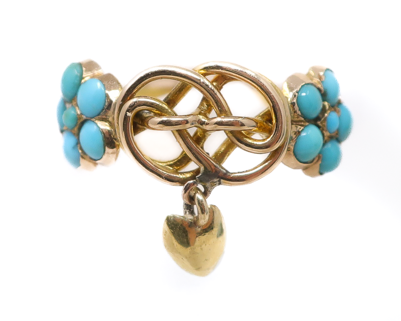 Victorian Turquoise Ring with Heart Charm