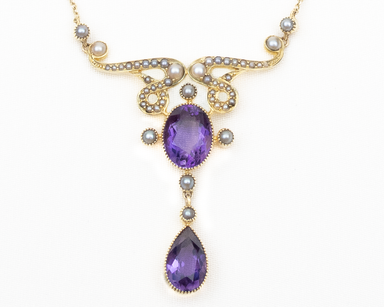 Victorian Amethyst & Pearl Necklace