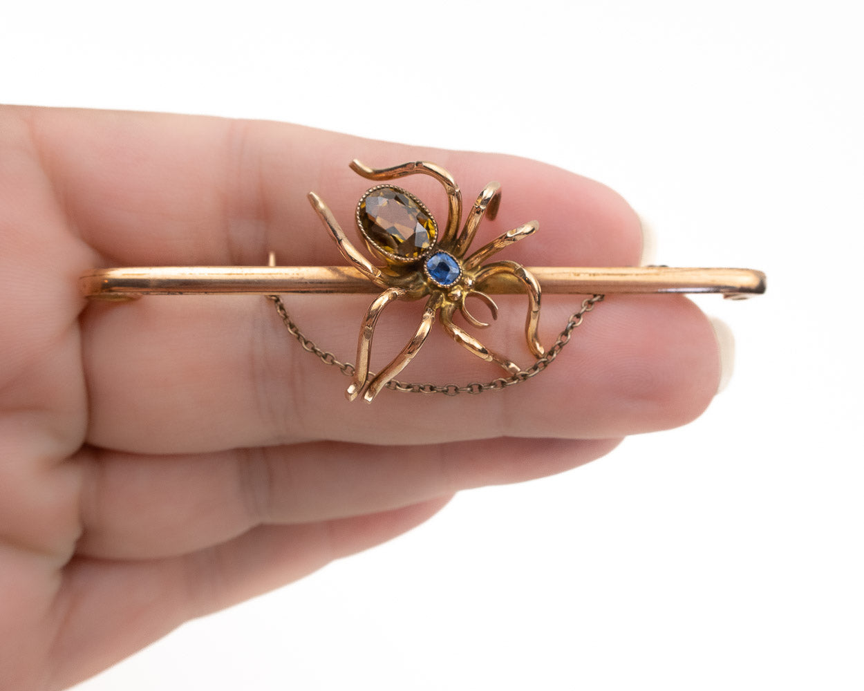Victorian Zircon & Sapphire Spider Brooch