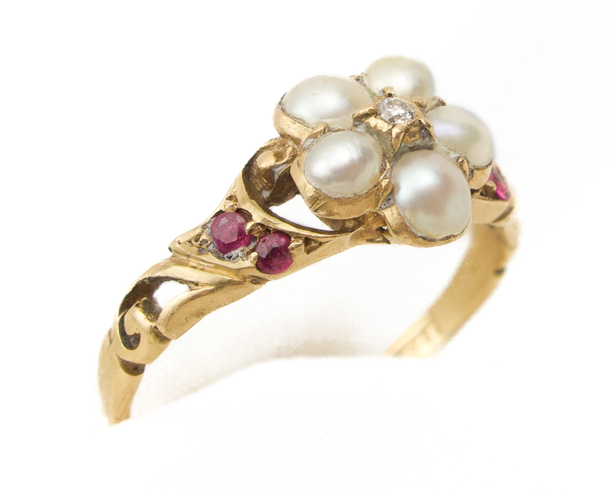 Victorian Garnet, Seed Pearl & Diamond Ring