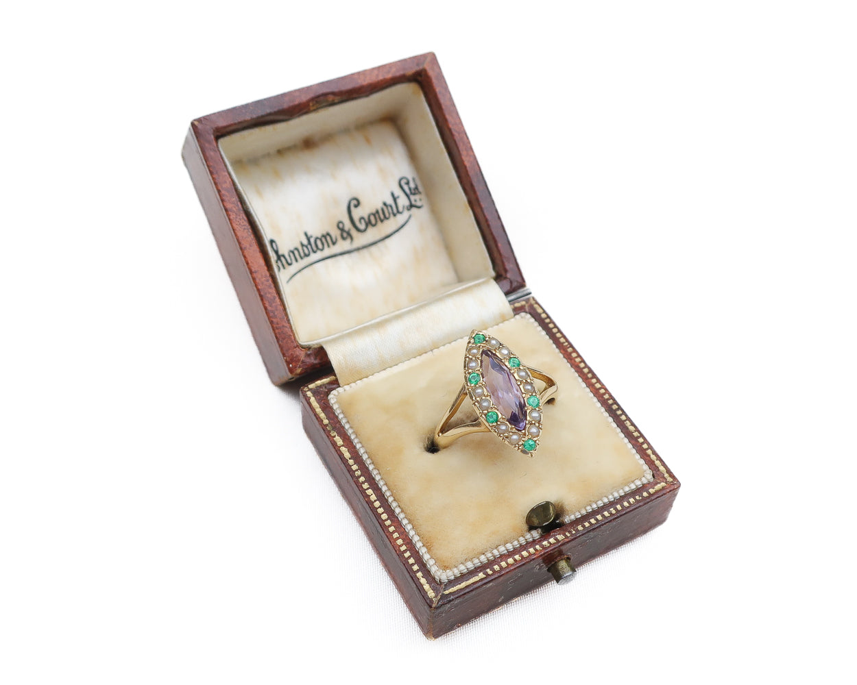 Victorian Amethyst & Emerald Suffragette Ring