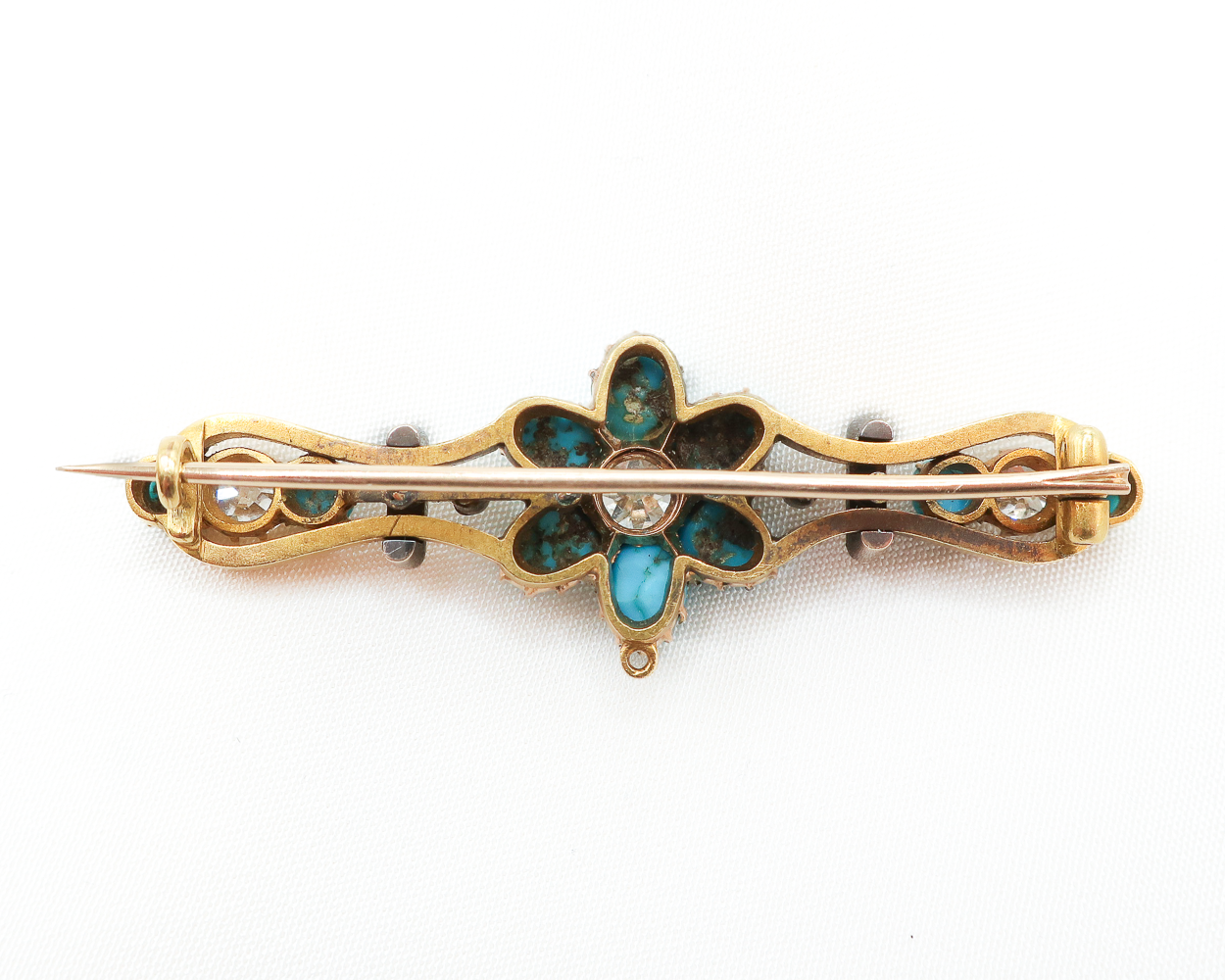 Victorian Persian Turquoise & Diamond Brooch
