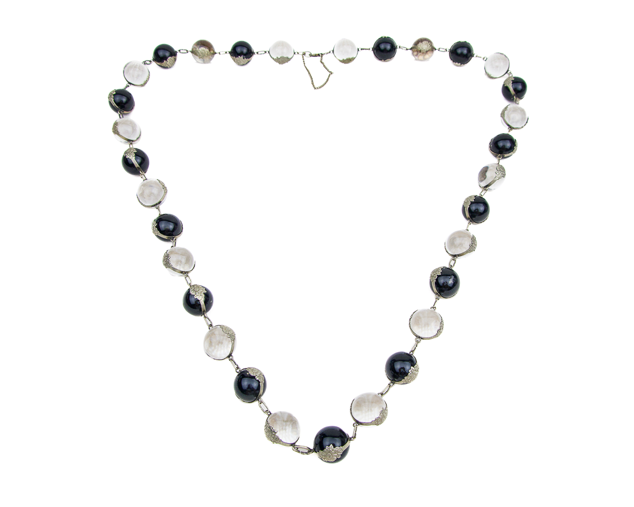 Art Deco Black and White Pools of Light Necklace