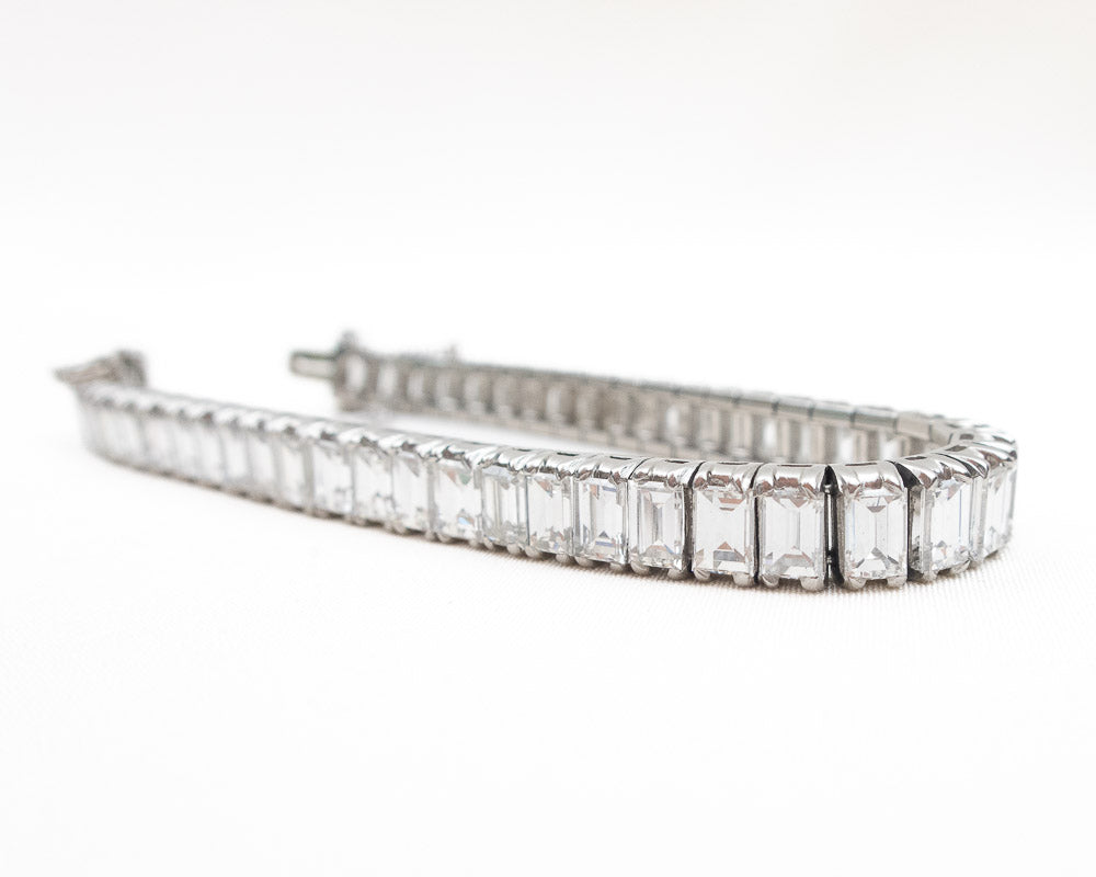 Midcentury Baguette-Cut Diamond Tennis Bracelet