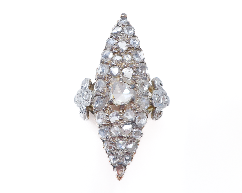 Victorian Rose-Cut Diamond Navette Ring