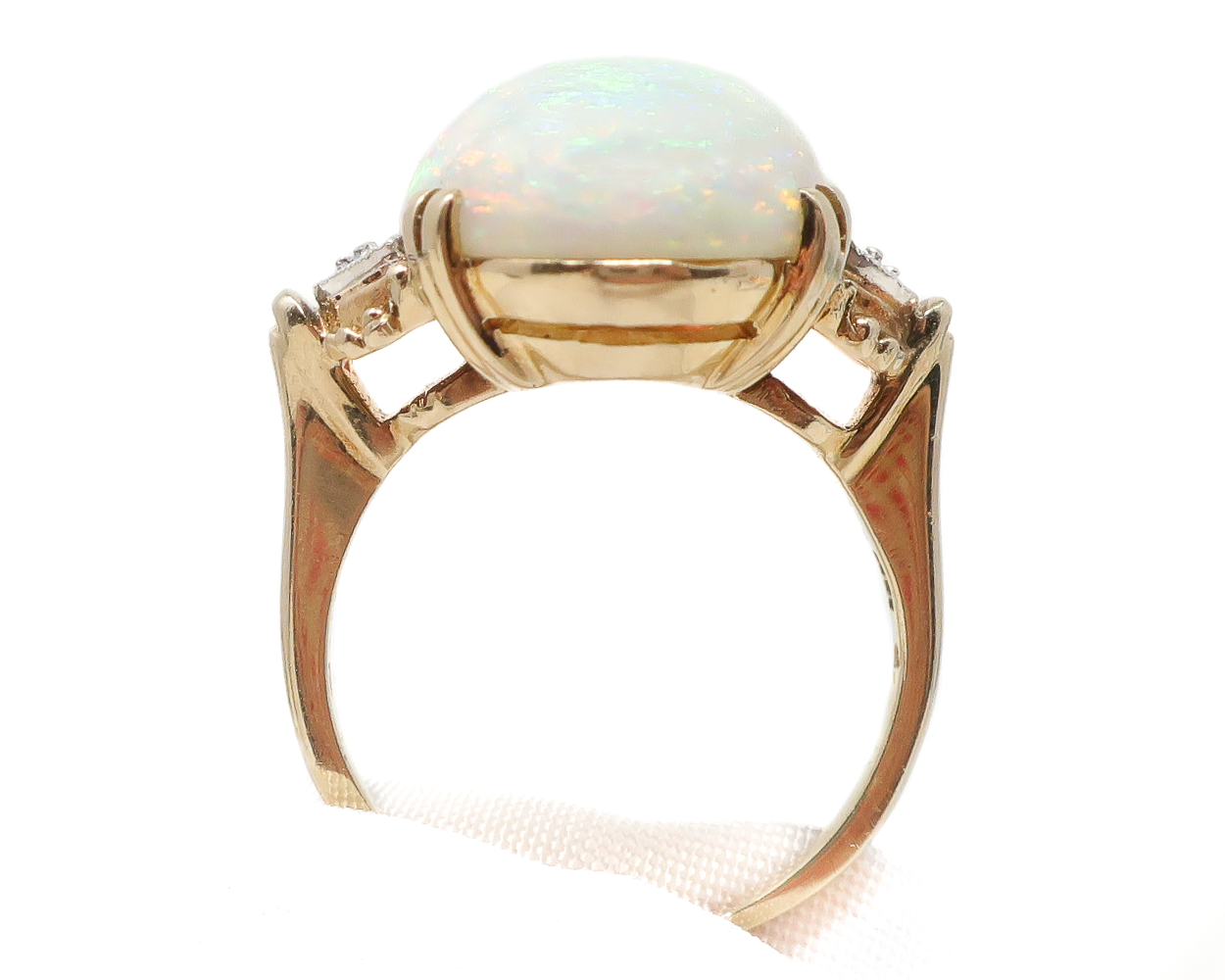 1940s Opal Dinner Ring with Diamonds