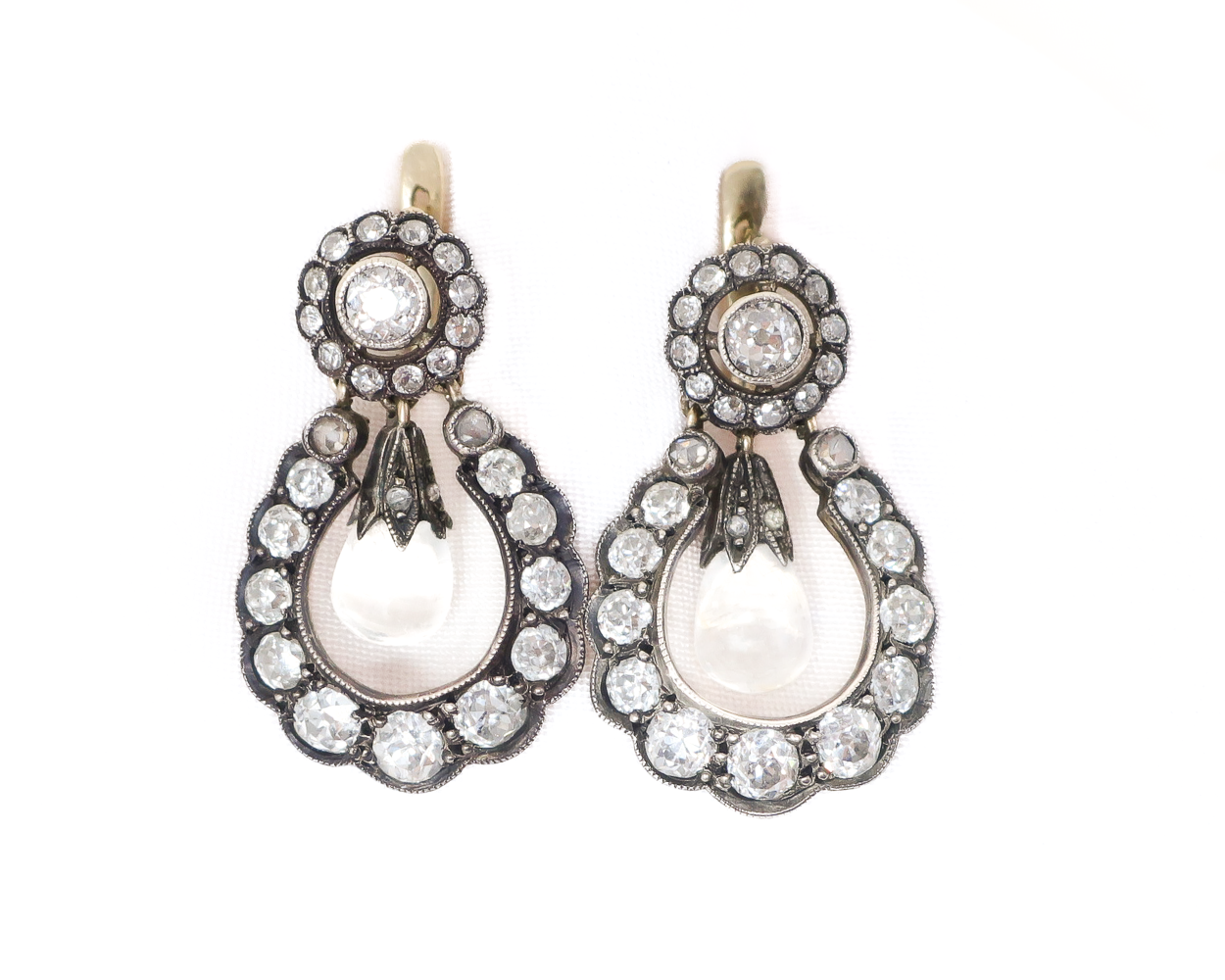 Victorian Moonstone & Diamond Earrings