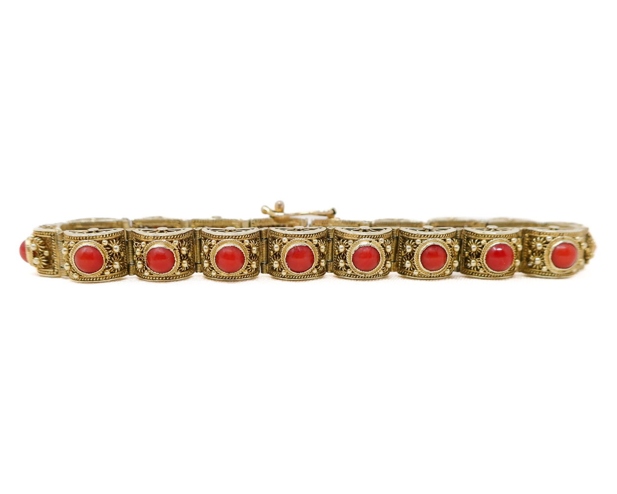 1960s Etruscan Revival Coral Bracelet