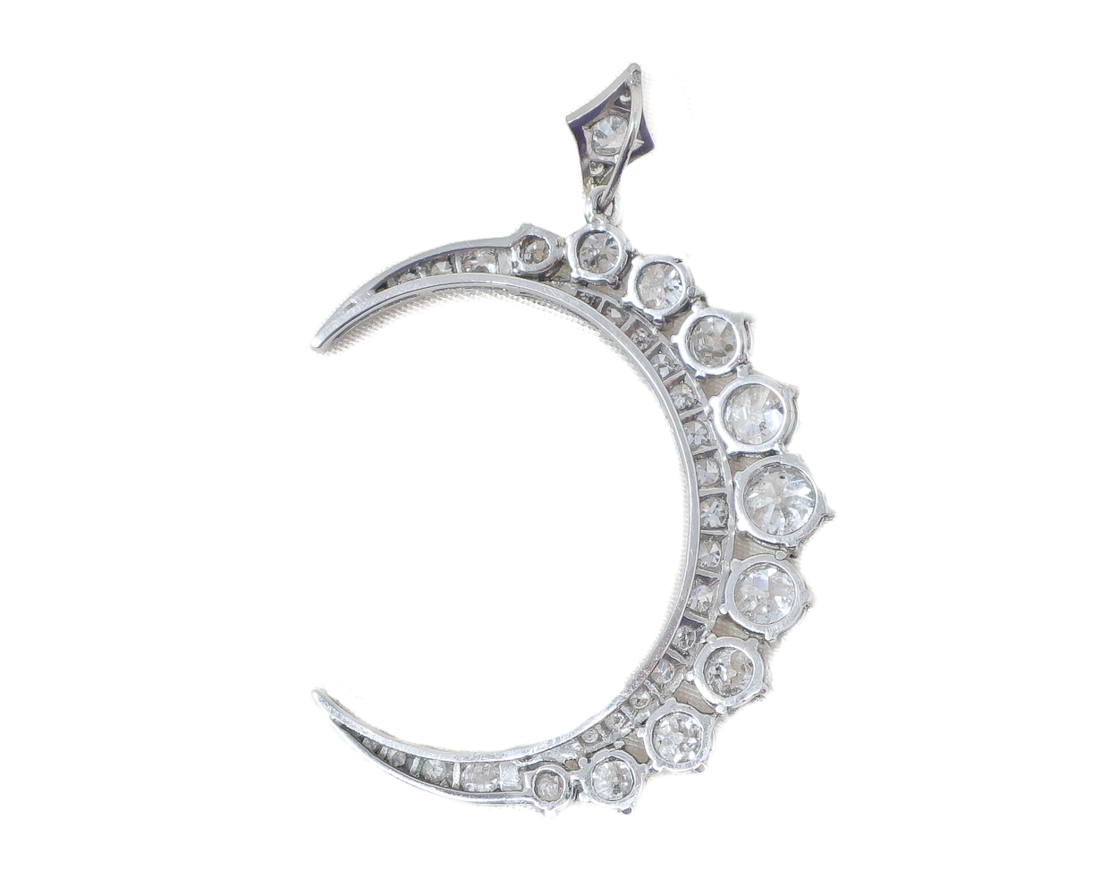 Art Deco Diamond Crescent Moon Necklace
