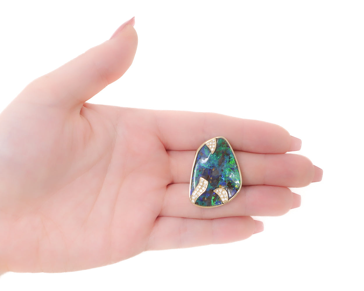 Black Opal & Diamond Pendant