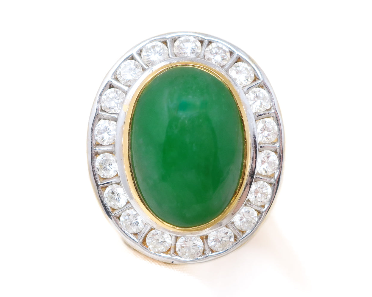 Vintage Jade & Diamond Halo Men's Ring