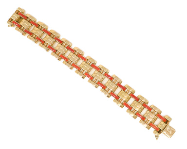 Late-Midcentury Italian Gold & Coral  Bracelet