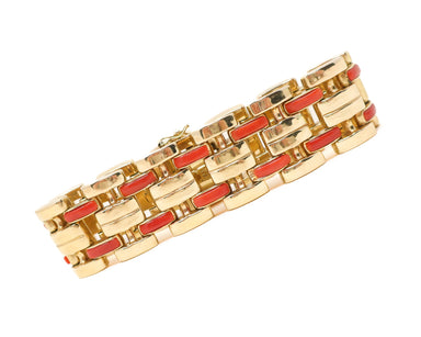 Late-Midcentury Italian Gold & Coral  Bracelet