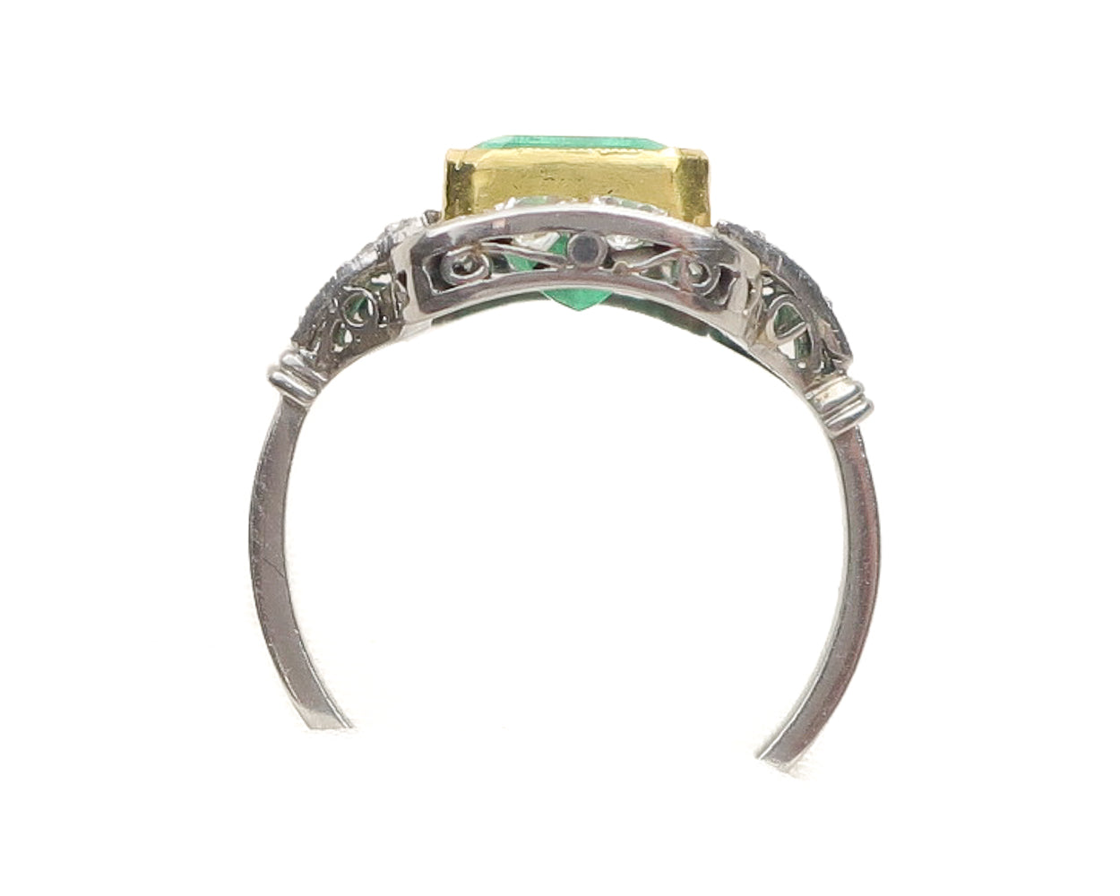 Art Deco Emerald Halo Ring