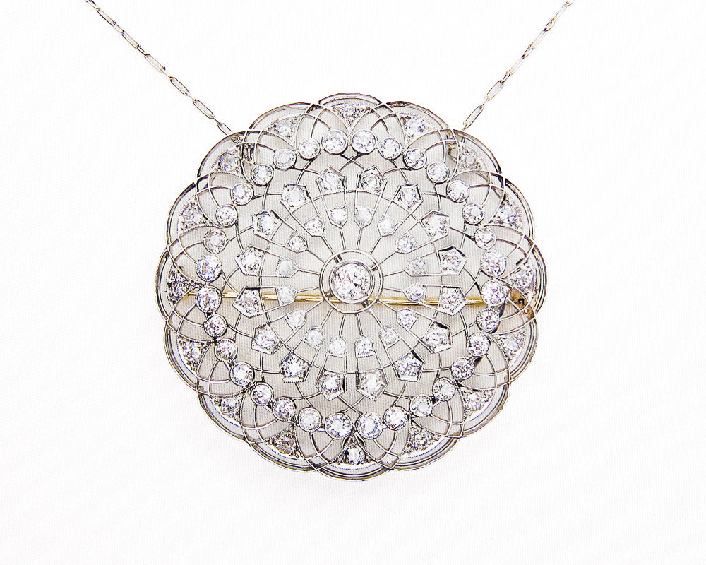 Edwardian Circular Diamond Necklace/Brooch