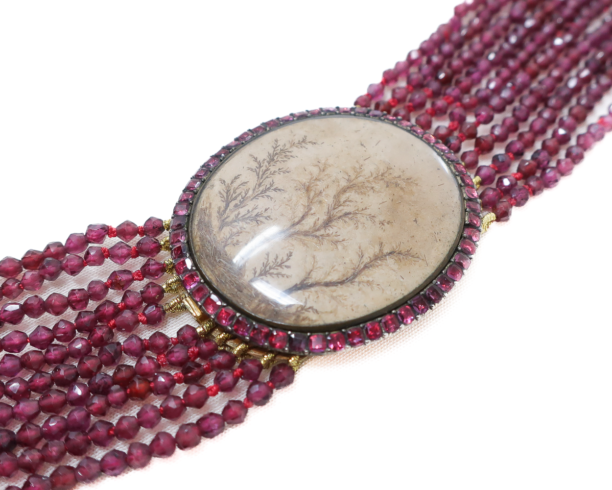 Early-Victorian Garnet Strand Hair Necklace