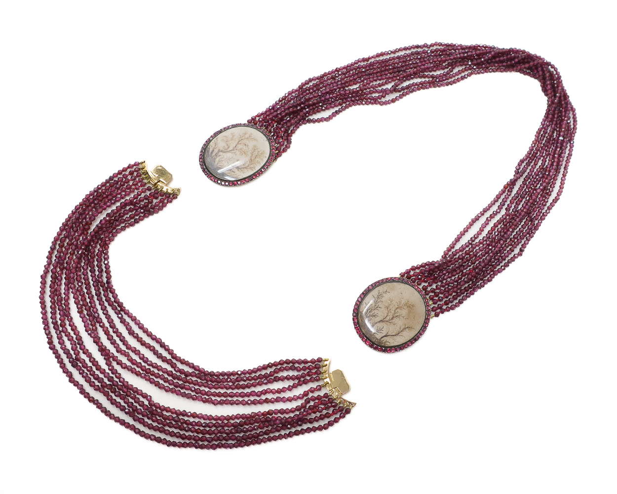 Early-Victorian Garnet Strand Hair Necklace