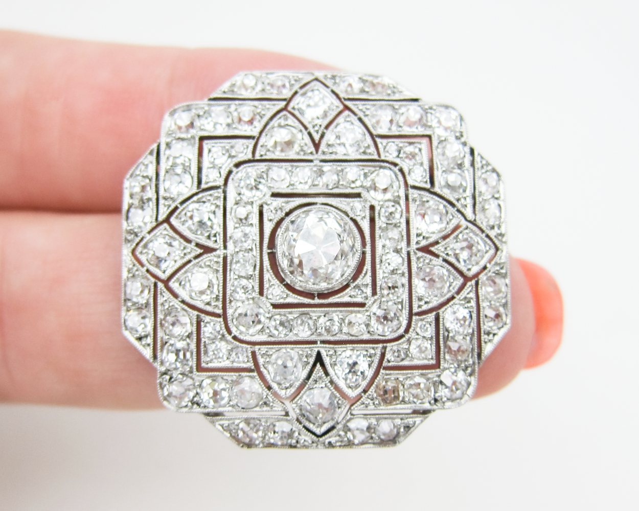 Art Deco Platinum Diamond Brooch/Pendant