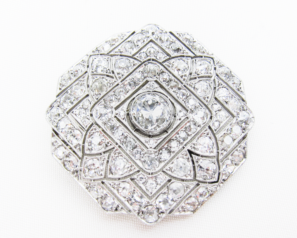 Art Deco Platinum Diamond Brooch/Pendant