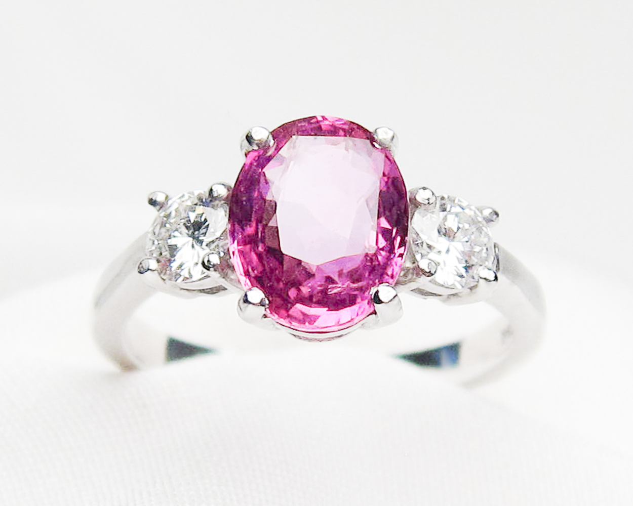 Midcentury Pink Sapphire & Diamond Ring
