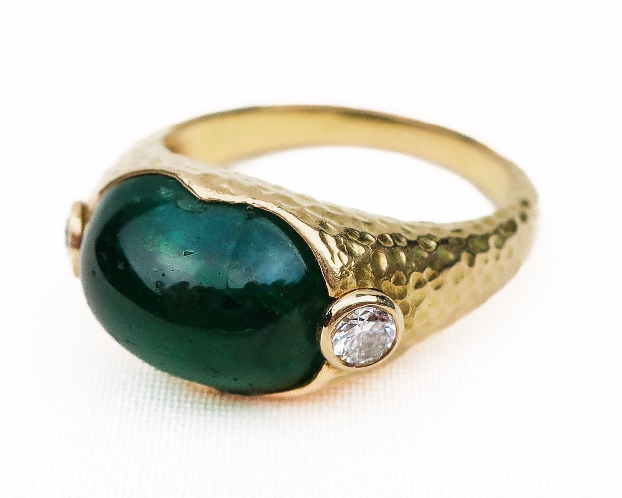 Late-Midcentury French Emerald & Diamond Ring