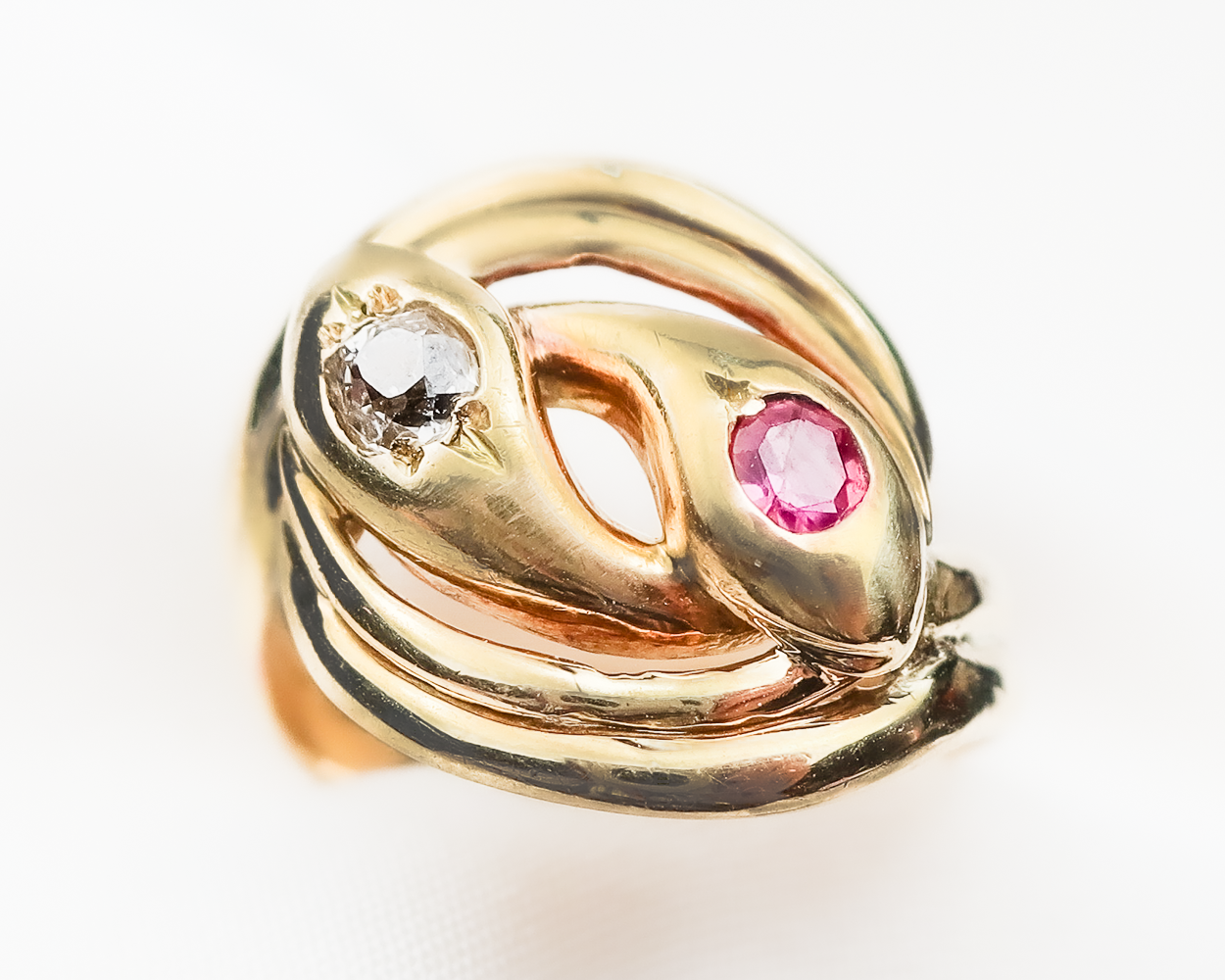 Victorian Circular Ruby & Diamond Snake Ring
