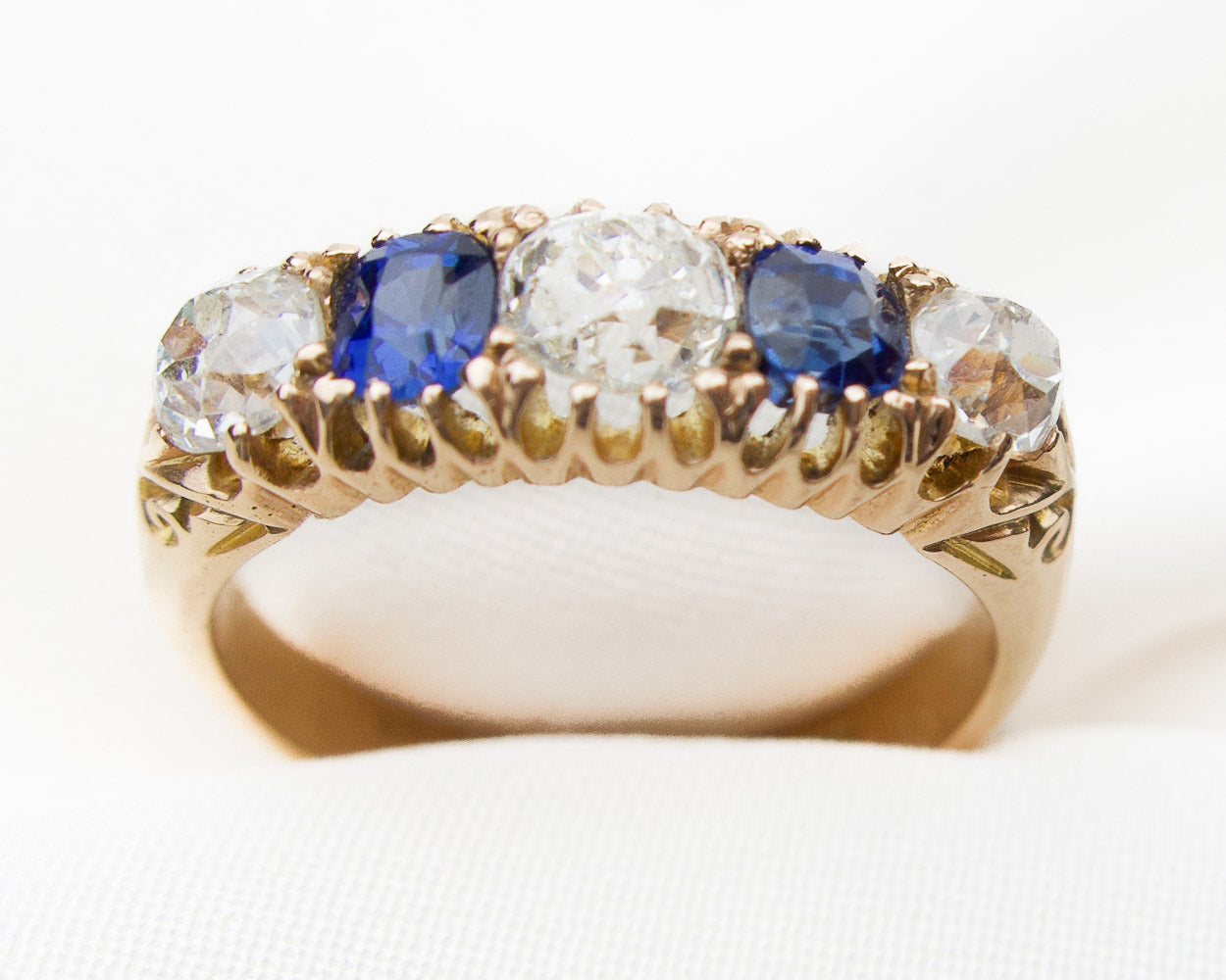 Edwardian Sapphire & Diamond 5-Stone Ring