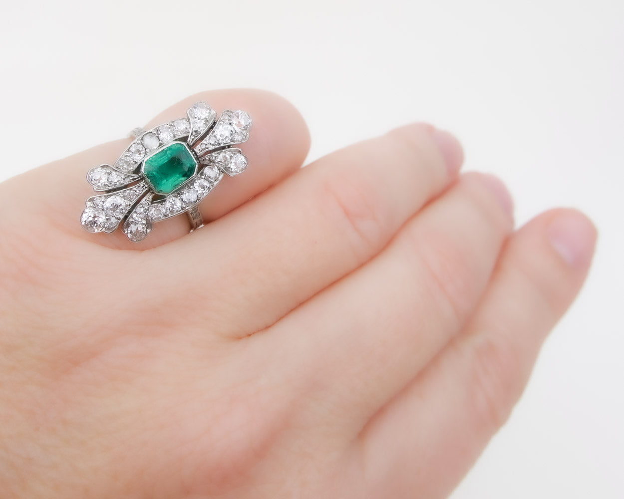 Edwardian French Emerald & Diamond Ring