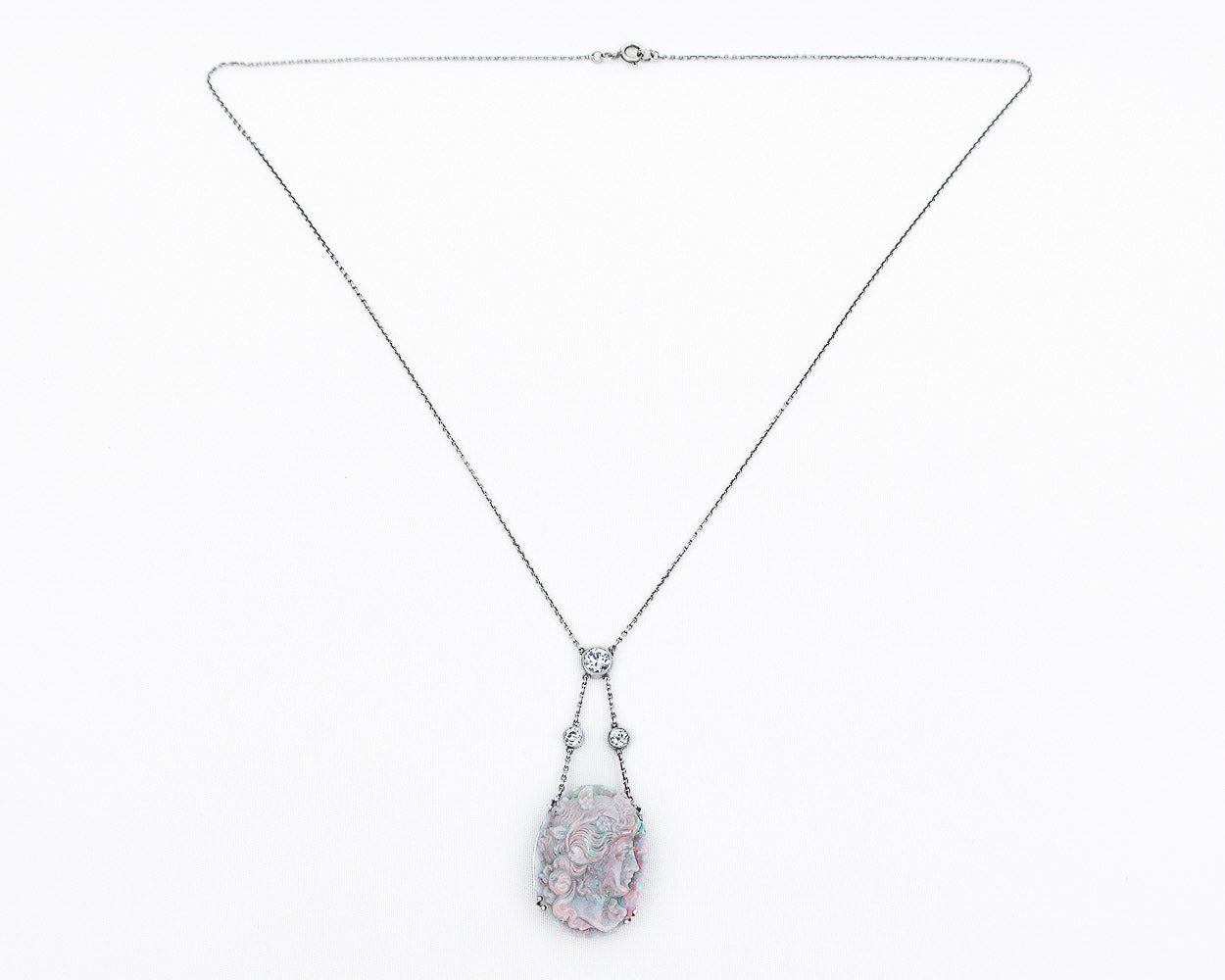 Edwardian Opal Cameo Necklace
