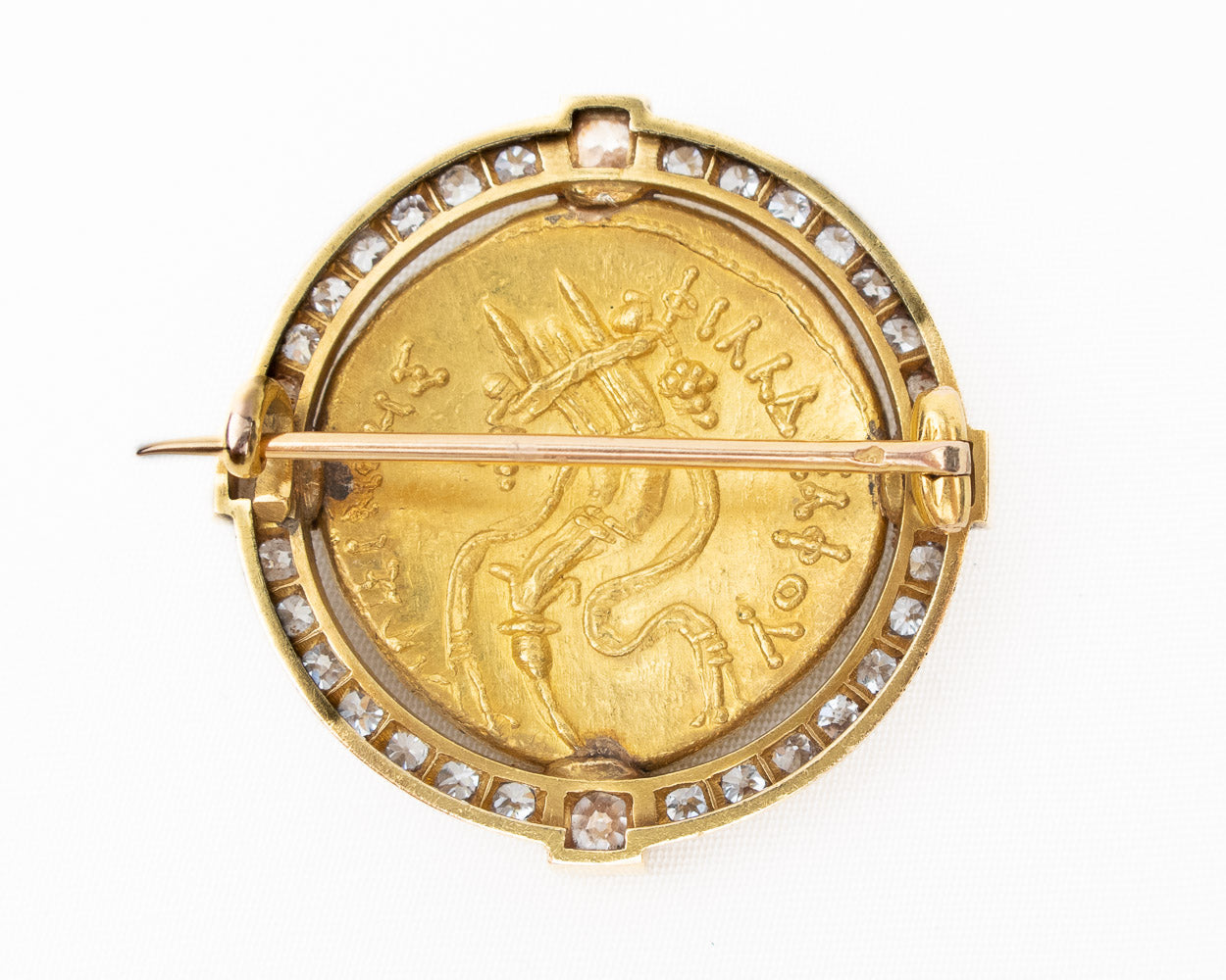 Victorian Arsinoe Coin & Diamond Brooch