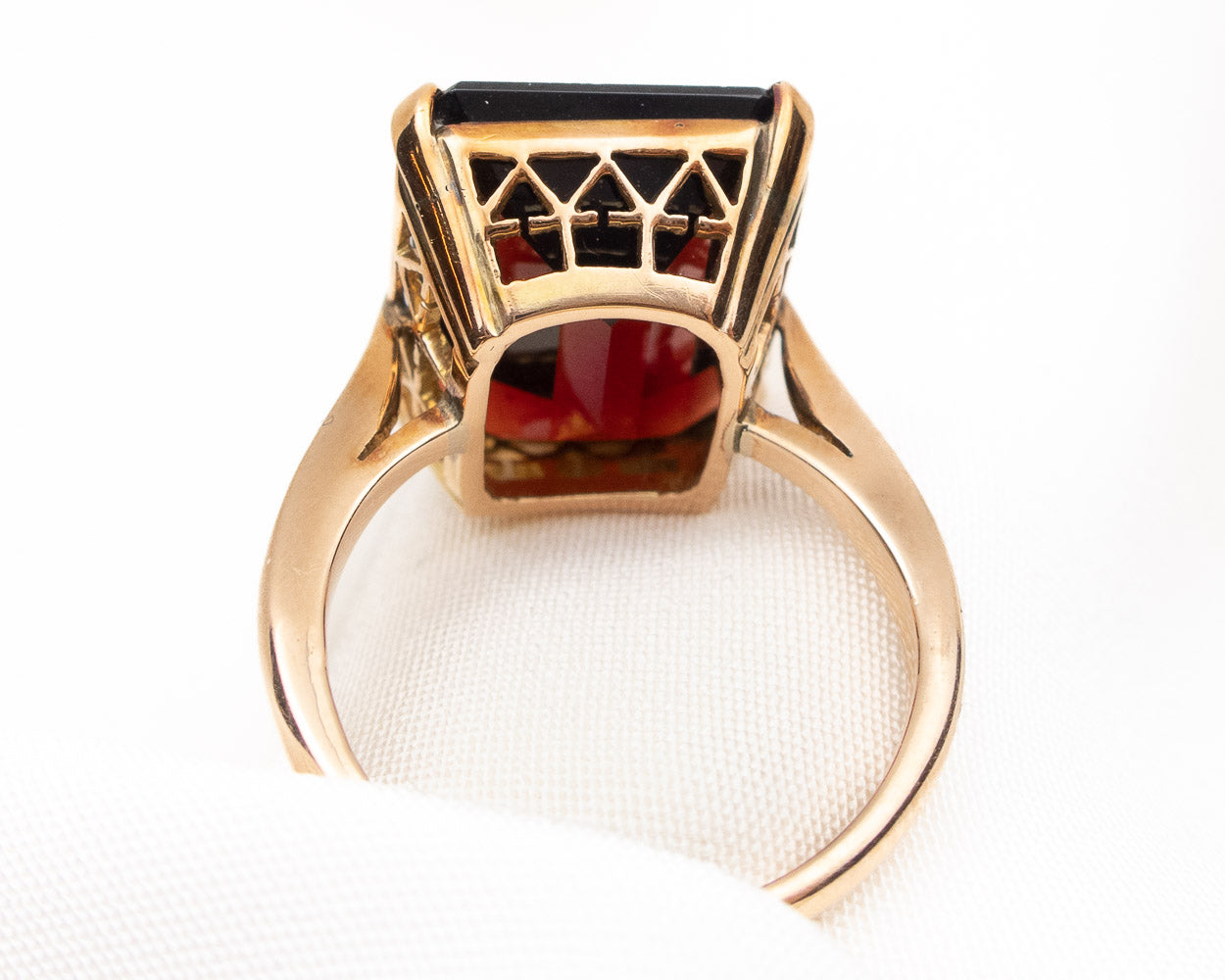 Midcentury Emerald-Cut Garnet Ring