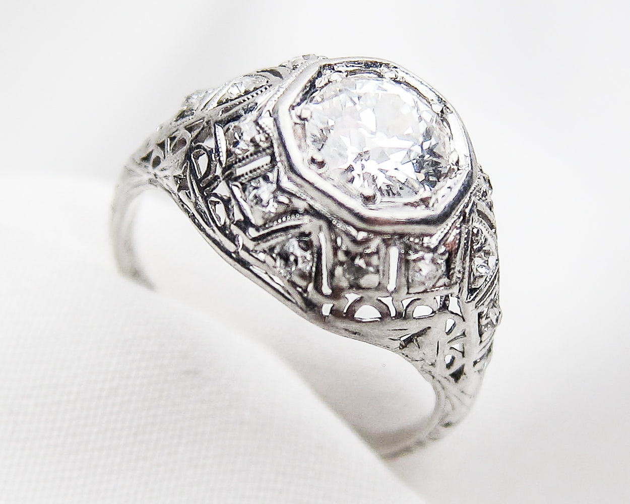 Art Deco Domed Filigree Diamond Ring