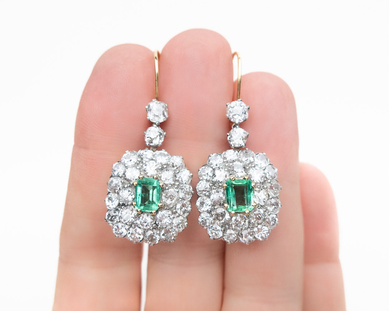Edwardian Emerald and Diamond Earrings