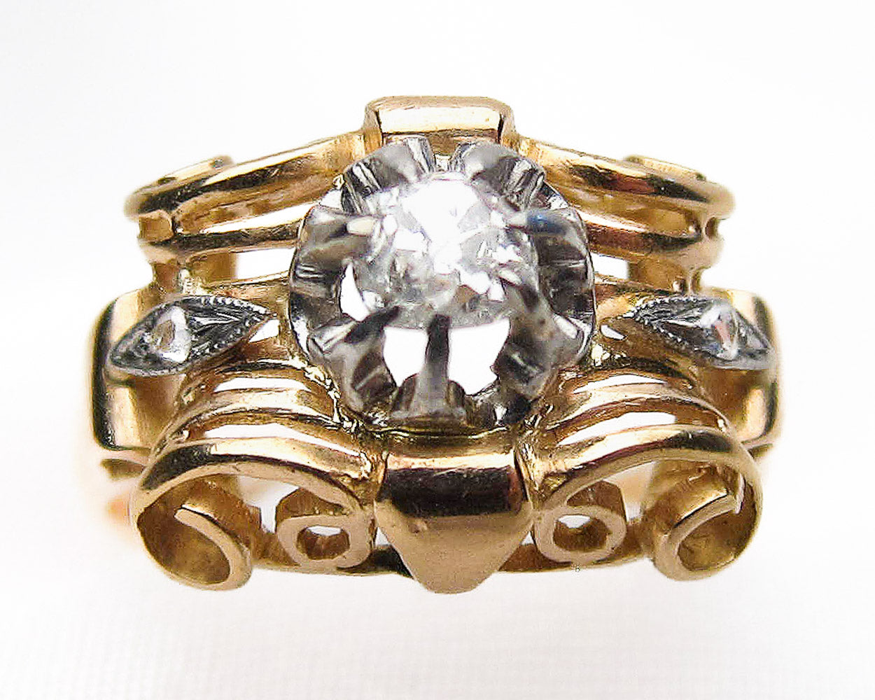 Edwardian .33-Carat Mine-Cut Diamond Ring