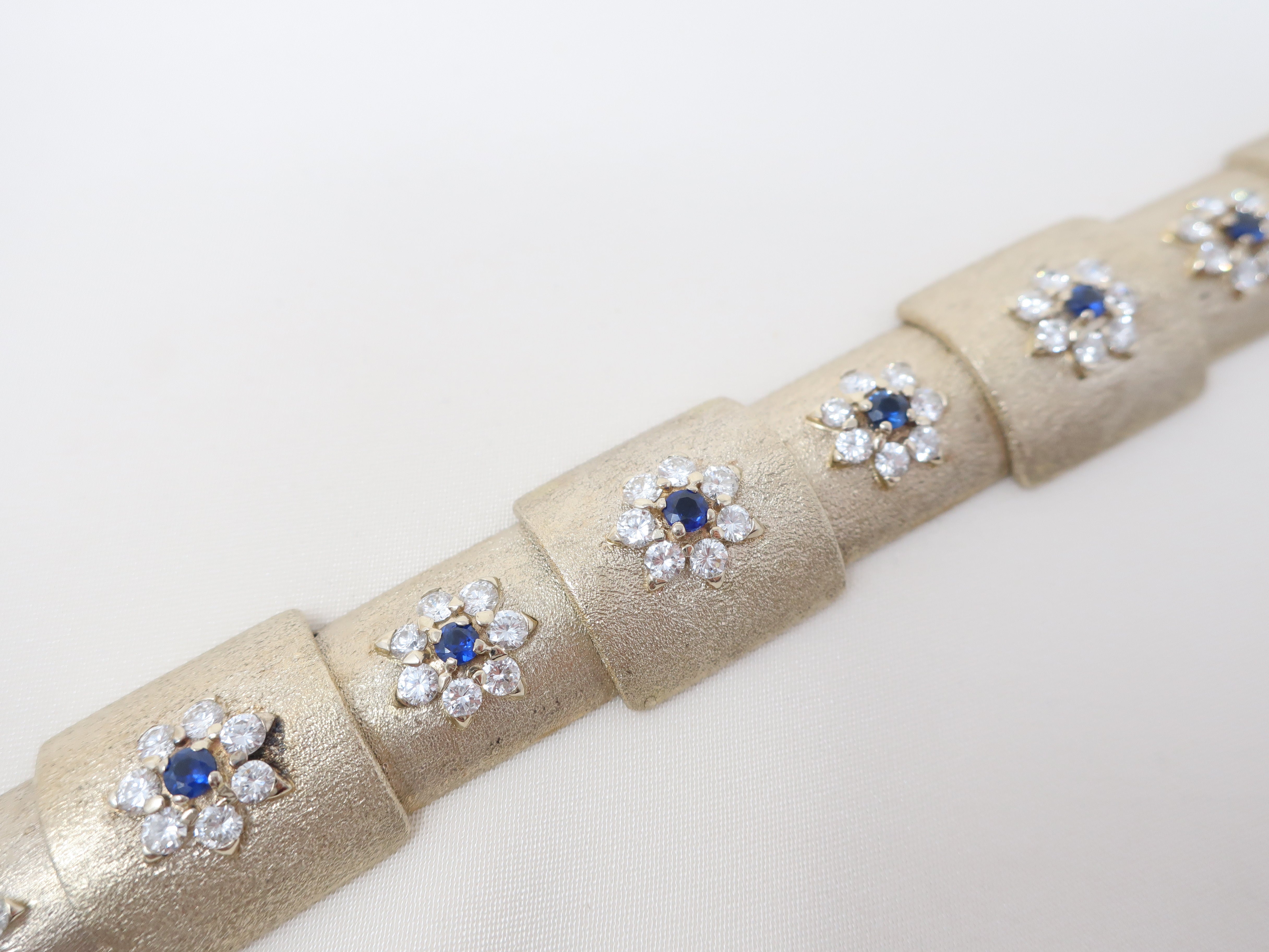 1960s Diamond & Sapphire Fancy Link Bracelet