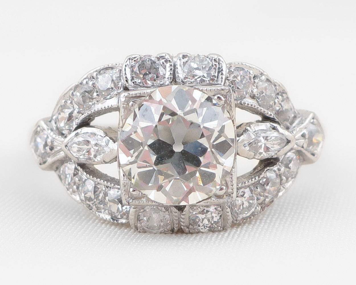 Art Deco Fancy Platinum Diamond Ring