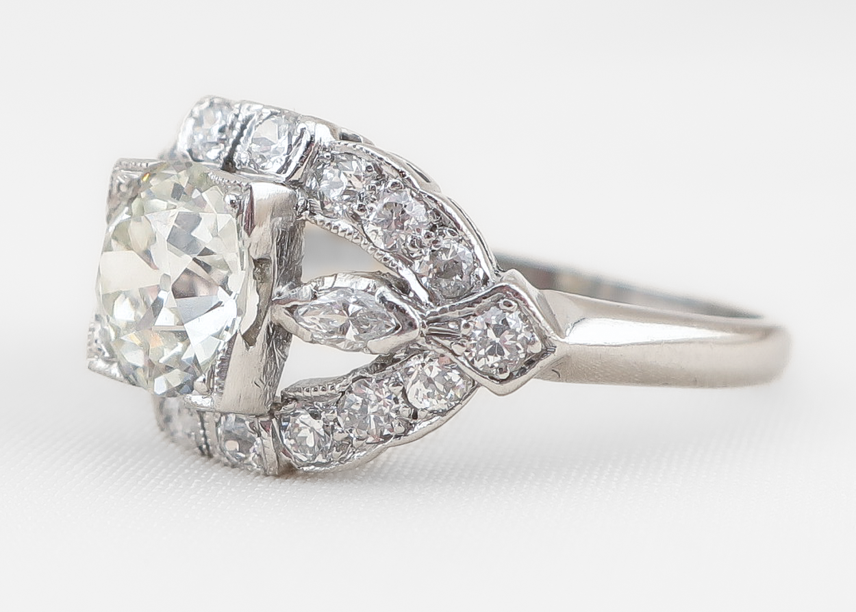 Art Deco Fancy Platinum Diamond Ring