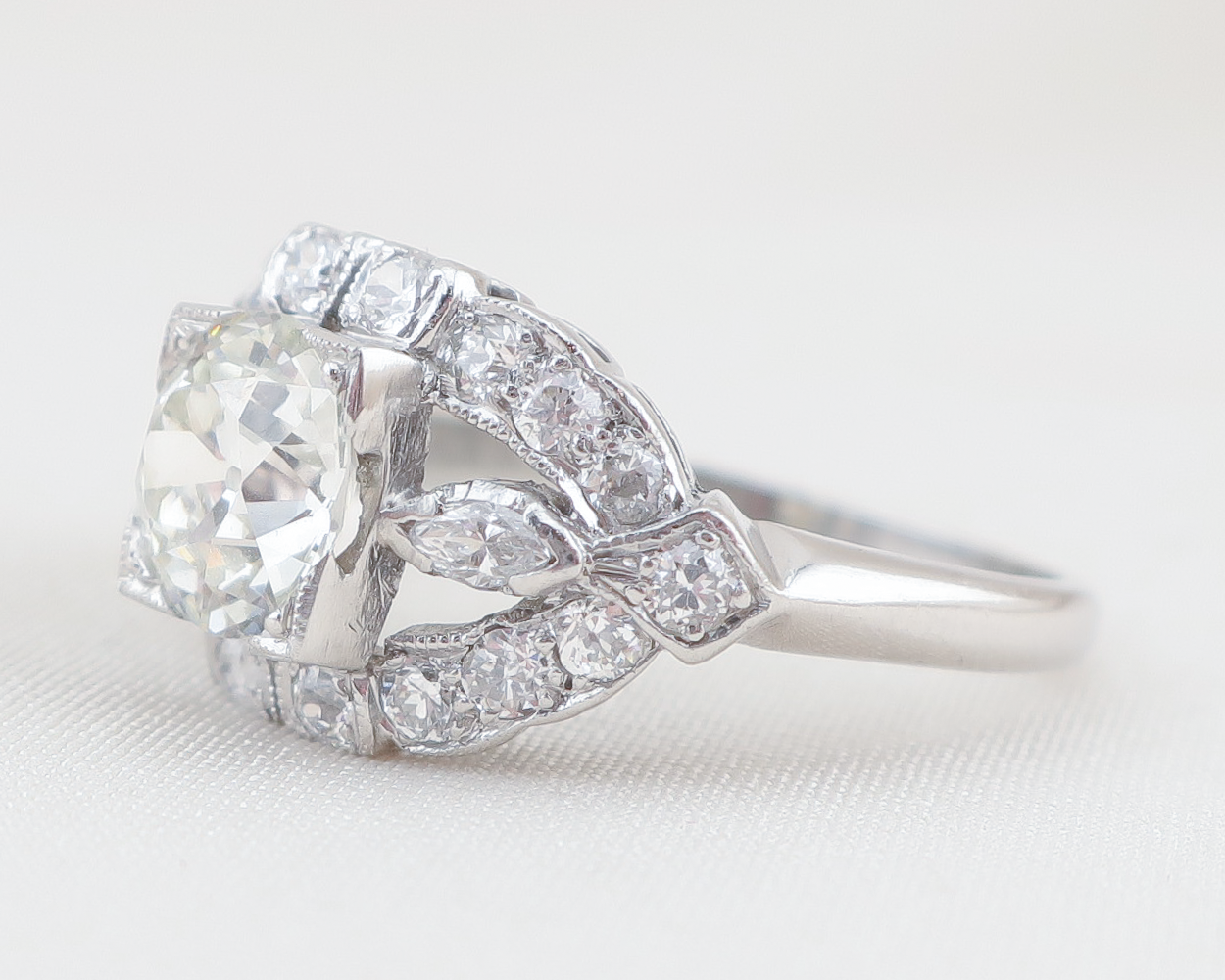 Art Deco Fancy Platinum Diamond Ring