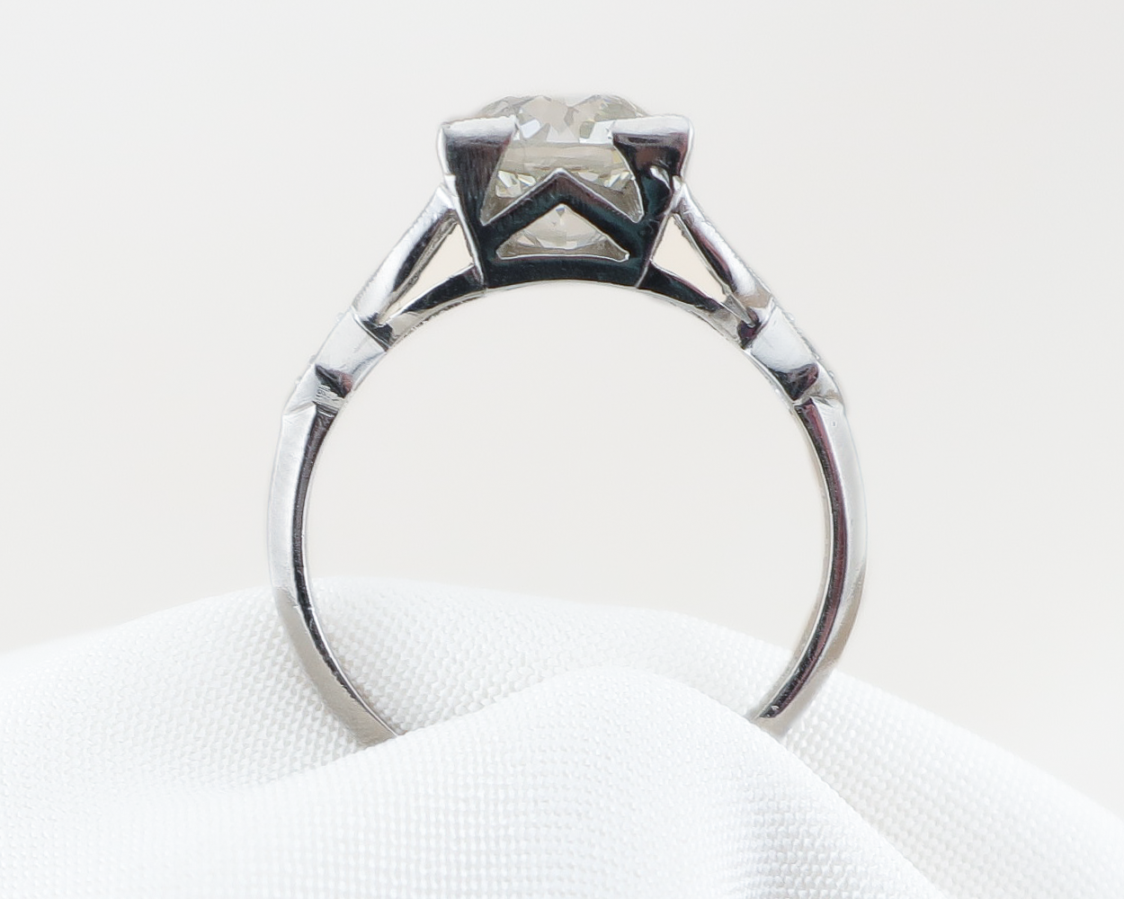 Art Deco 1.90-Carat Diamond Ring with Marquise Accents