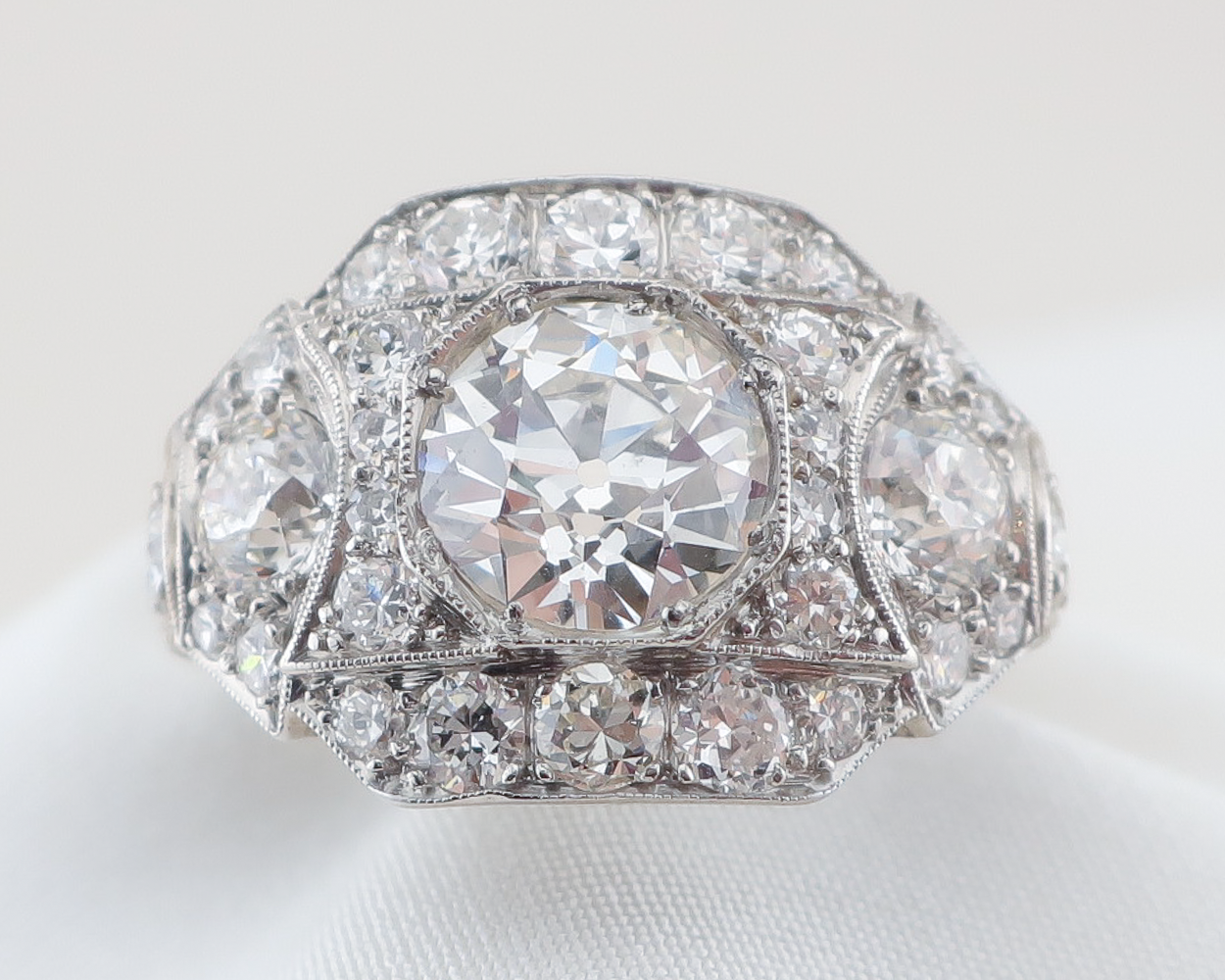 Art Deco Fancy Diamond Cocktail Ring