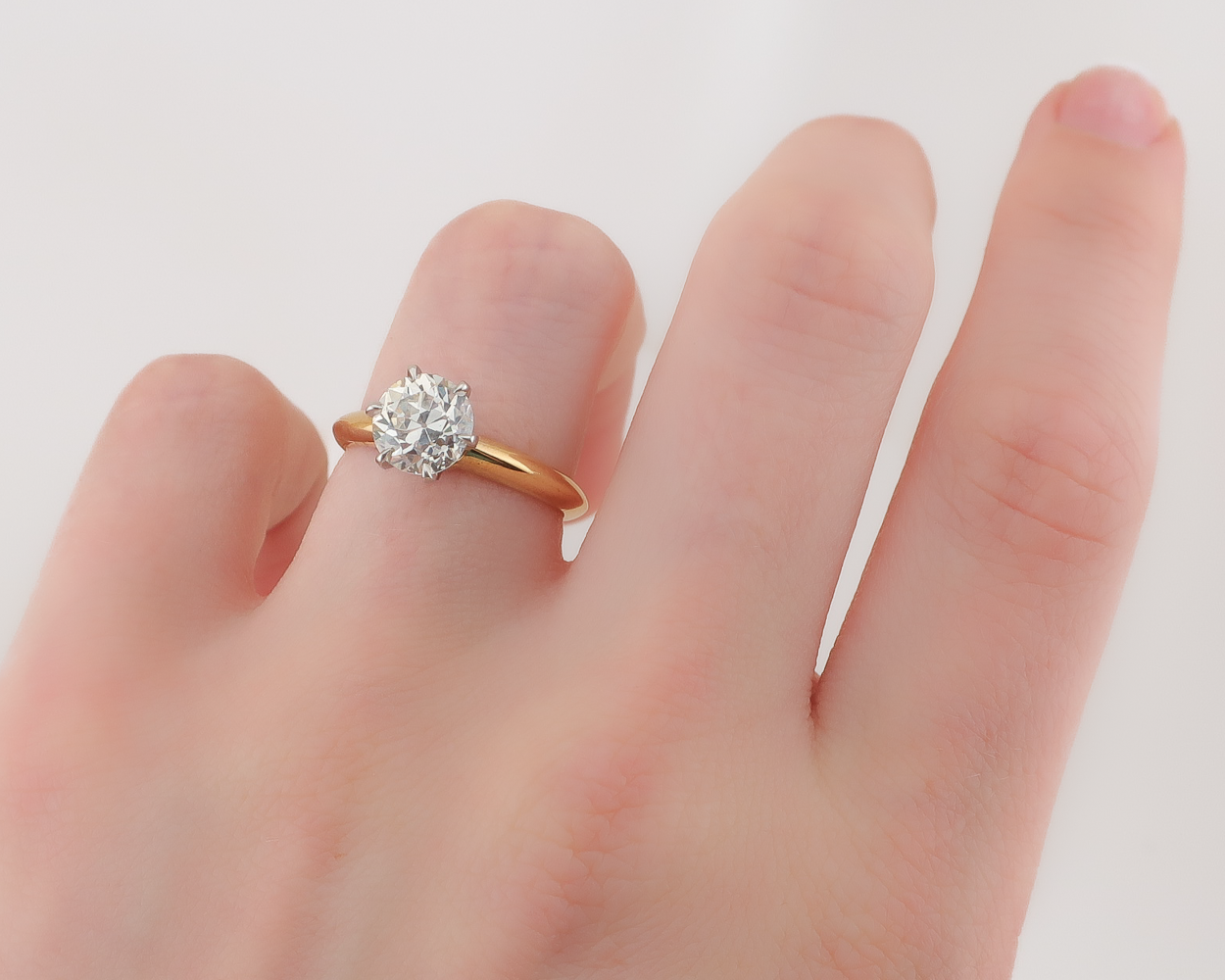 Midcentury 1.57-Carat Diamond Solitaire