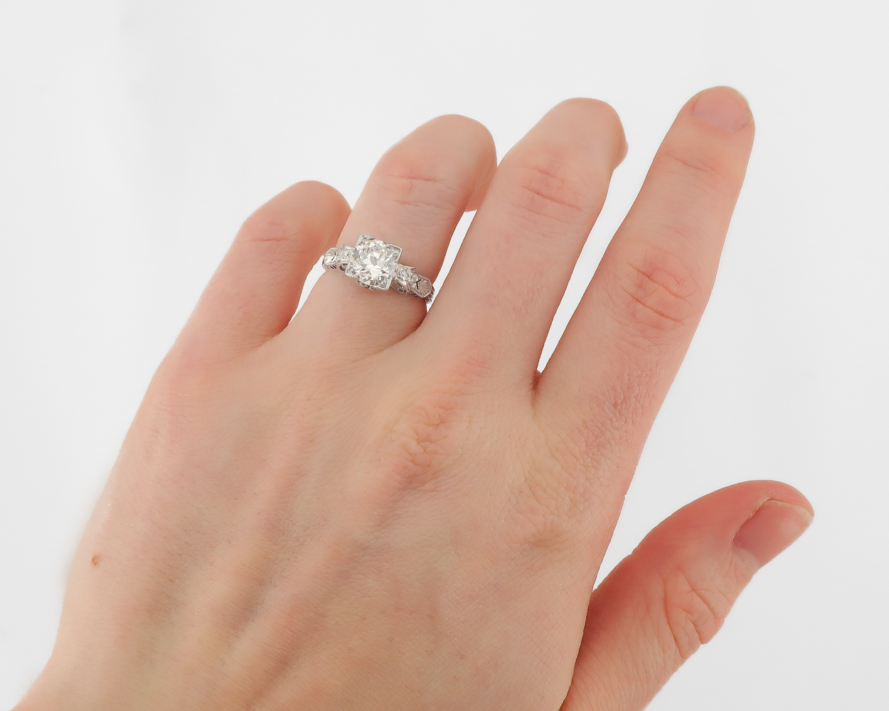 Art Deco Old European-Cut Diamond Engagement Ring