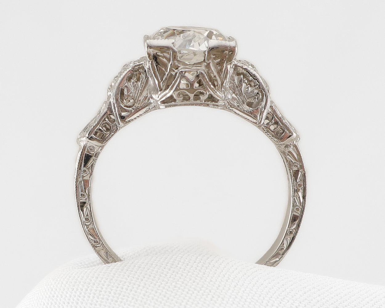 Art Deco Old European-Cut Diamond Engagement Ring