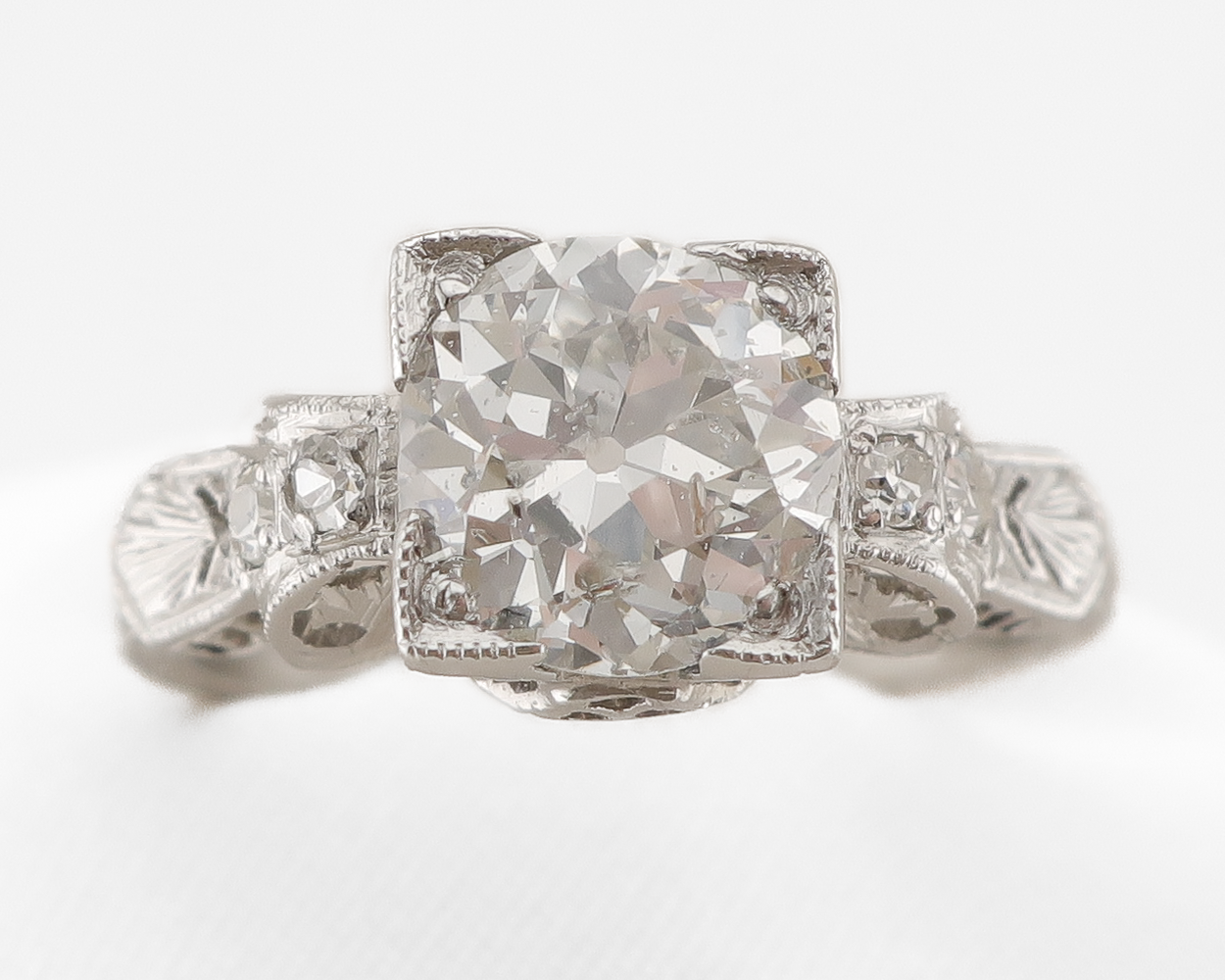 Art Deco Old European-Cut Diamond Engagement Ring