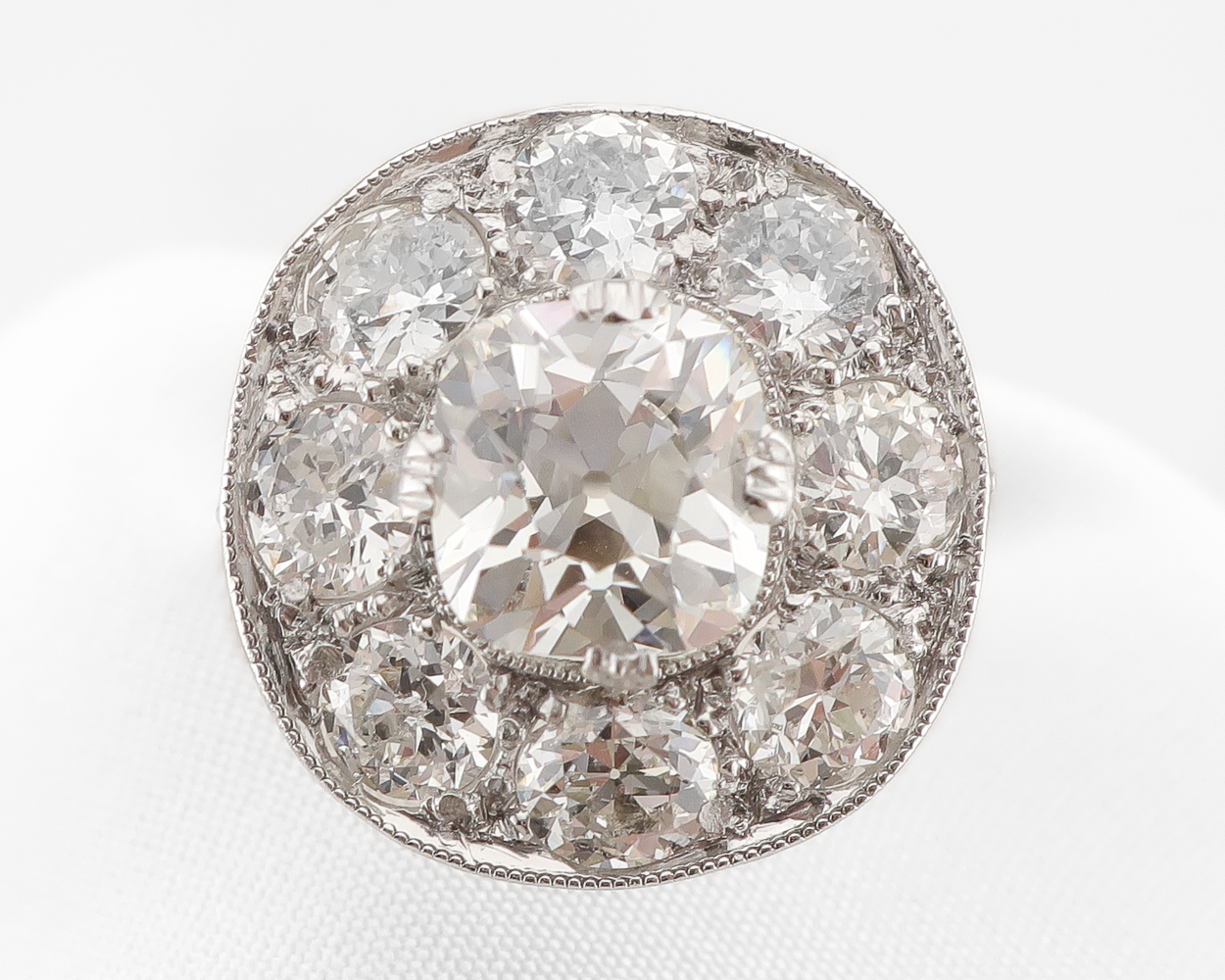 Art Deco Round Diamond Cluster Ring
