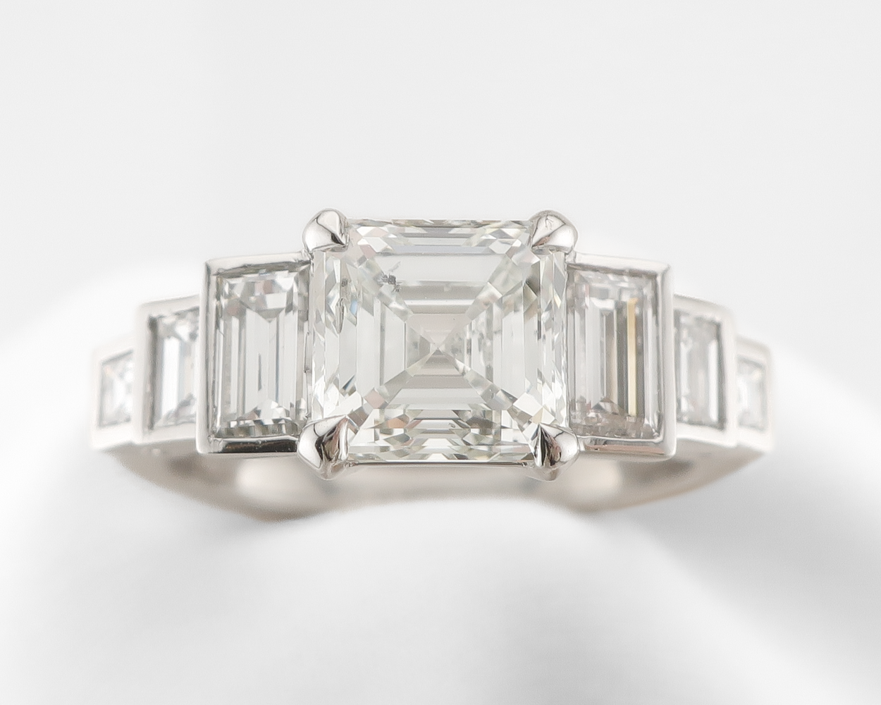 1950s Emerald-Cut Diamond Ring with Baguettes