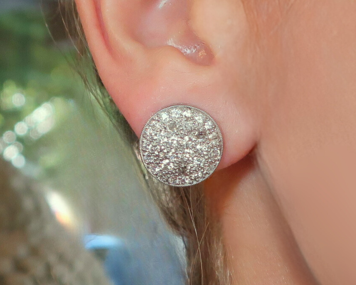 Art Deco Diamond Disk Earrings