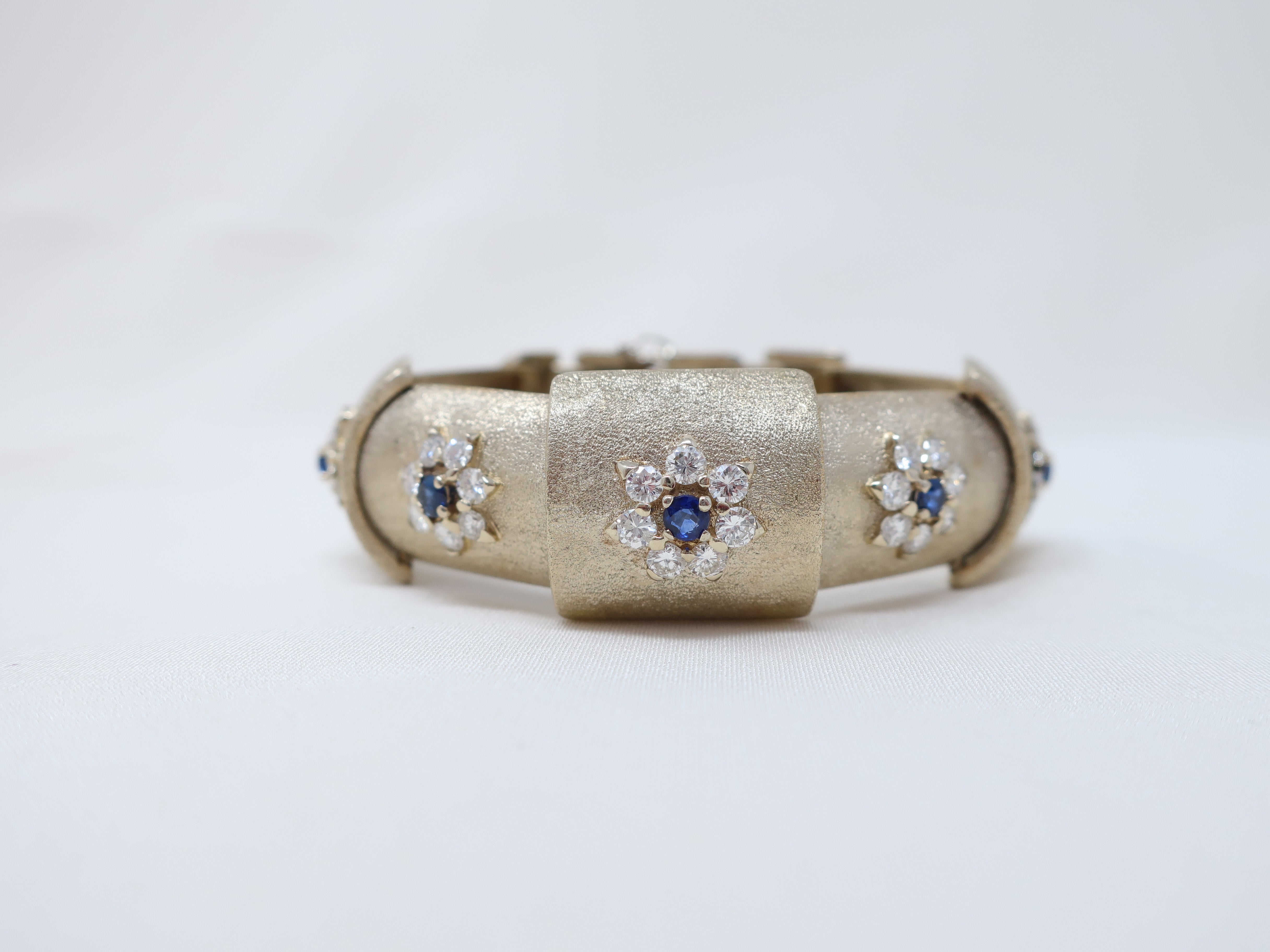 1960s Diamond & Sapphire Fancy Link Bracelet