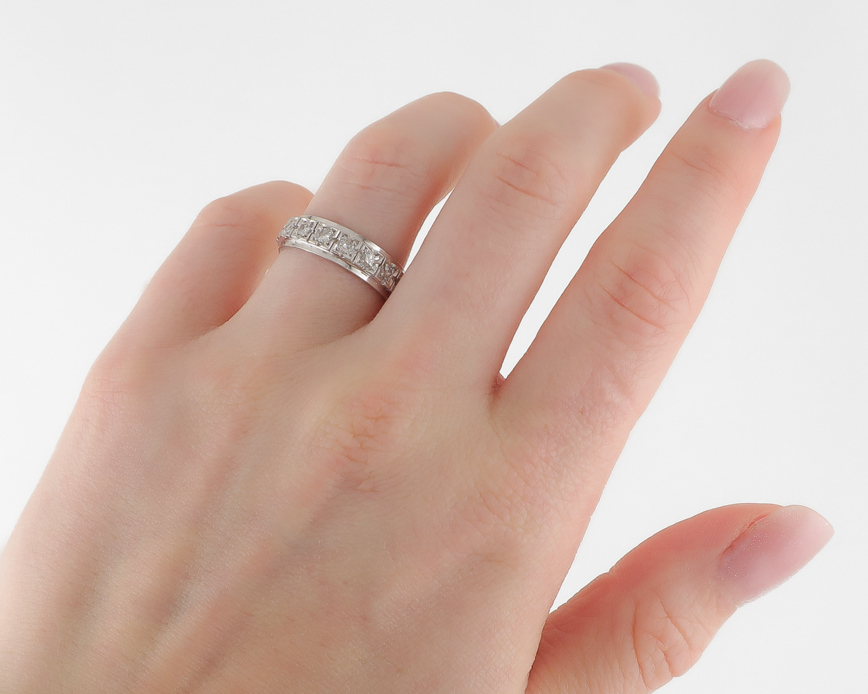 Midcentury Platinum Diamond Eternity Band