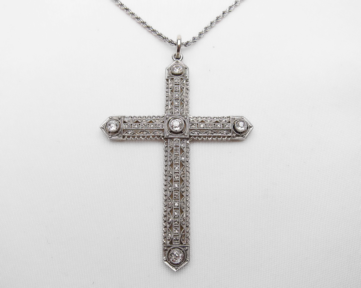 Art Deco Diamond Filigree Cross